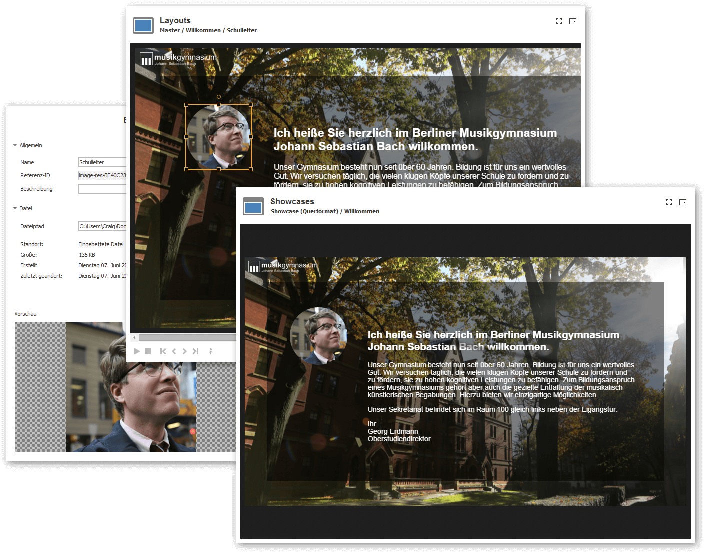 Screenshot: Resources, Layouts, Showcases