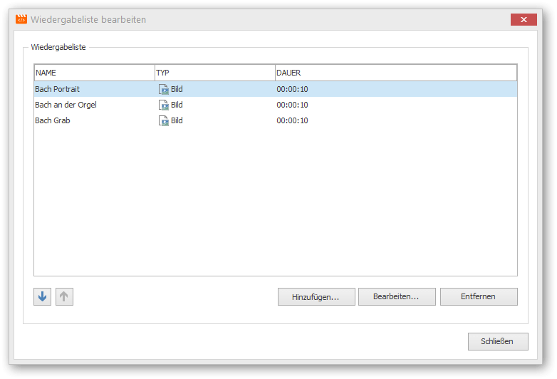 Screenshot: Playlist editor