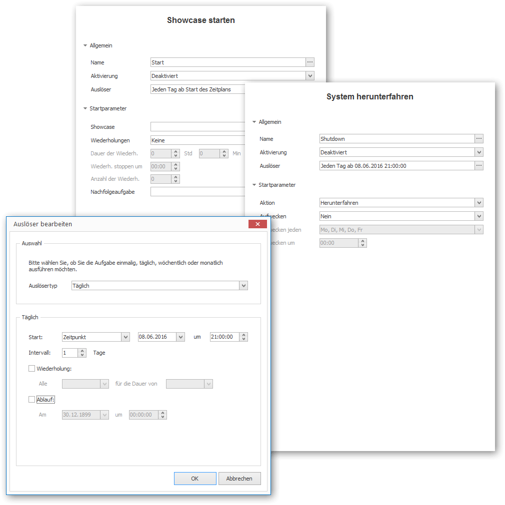 Screenshot: Scheduling