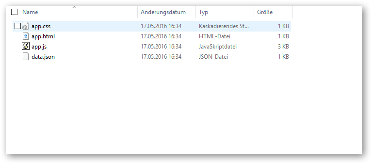 Screenshot: Eigene App